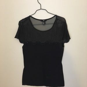 Two Black Tees With Lace